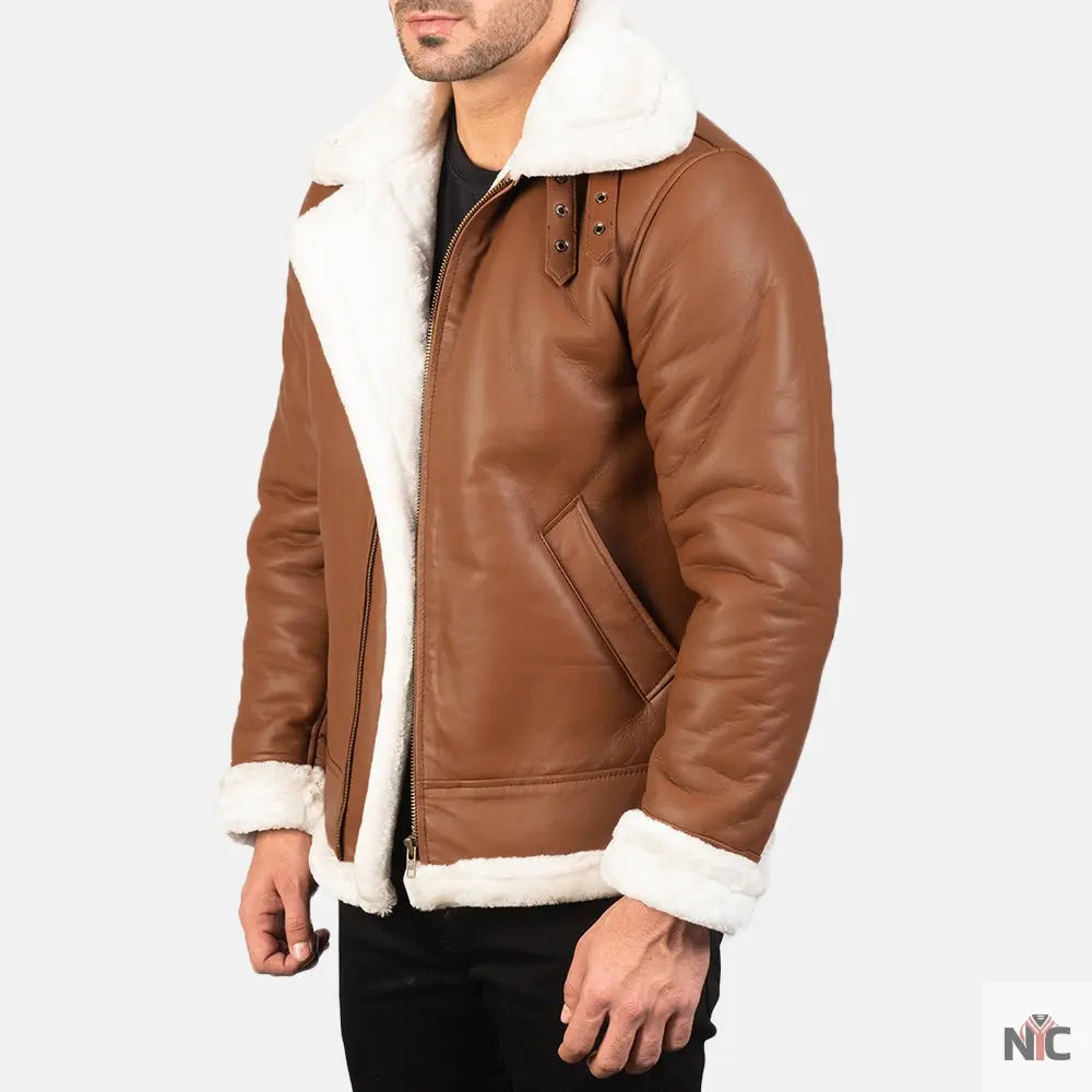 Francis B-3 Brown Leather Bomber Jacket Clanton Jacket