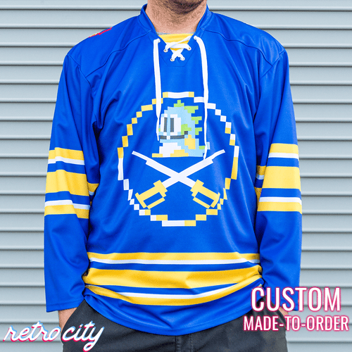 'Buffalo Bobbles' Buffalo Sabres Bubble Bobble 8-Bit Custom Hockey Jersey
