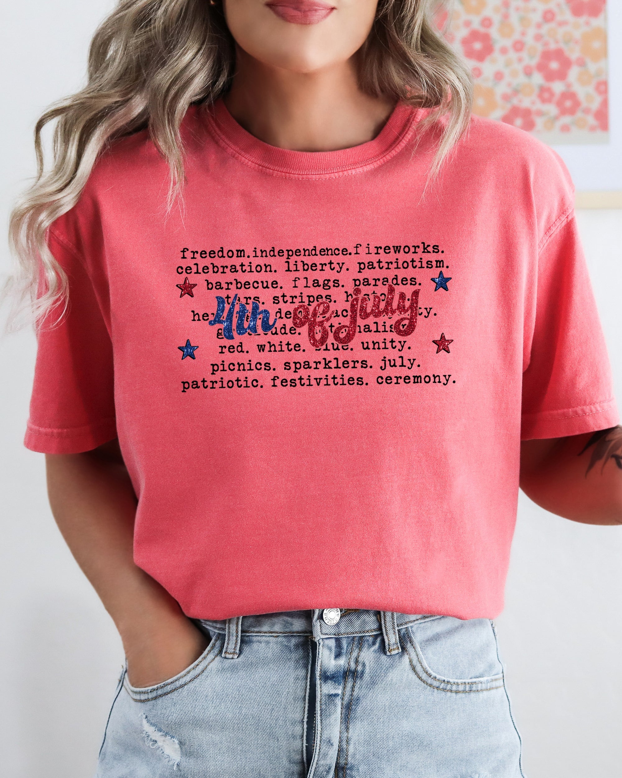 4th of July, America, USA, Retro, Patriotic, Independence Day, Fourth of July Tshirt Comfort Colors T-Shirt