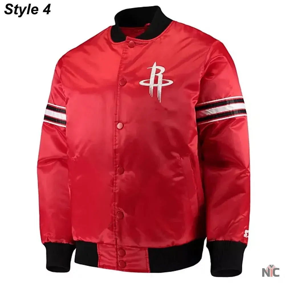 75th Anniversary Houston Rockets Leader Satin Jacket. Clanton Jacket
