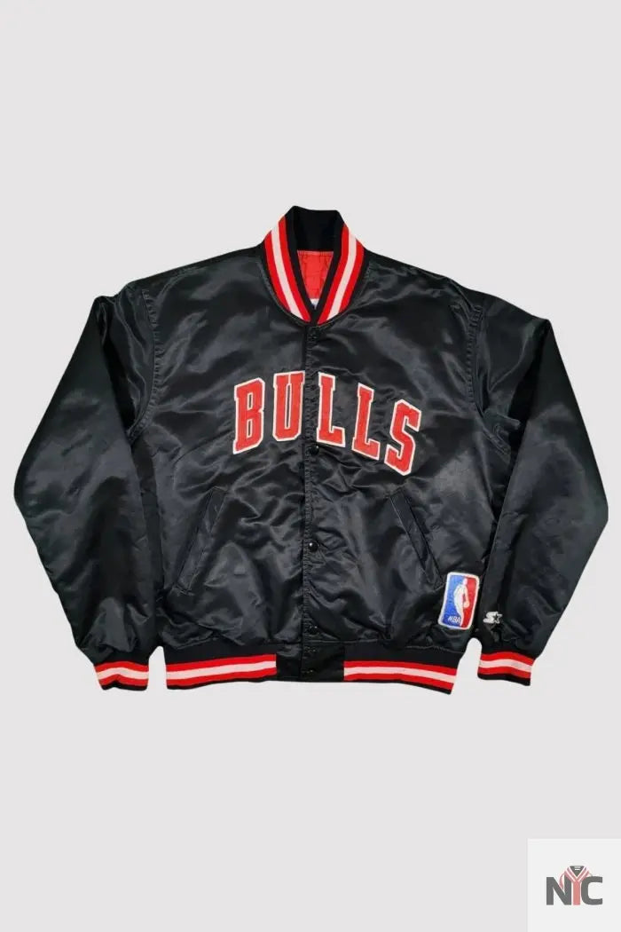 80’s Chicago Bulls Black Bomber Jacket Clanton Jacket