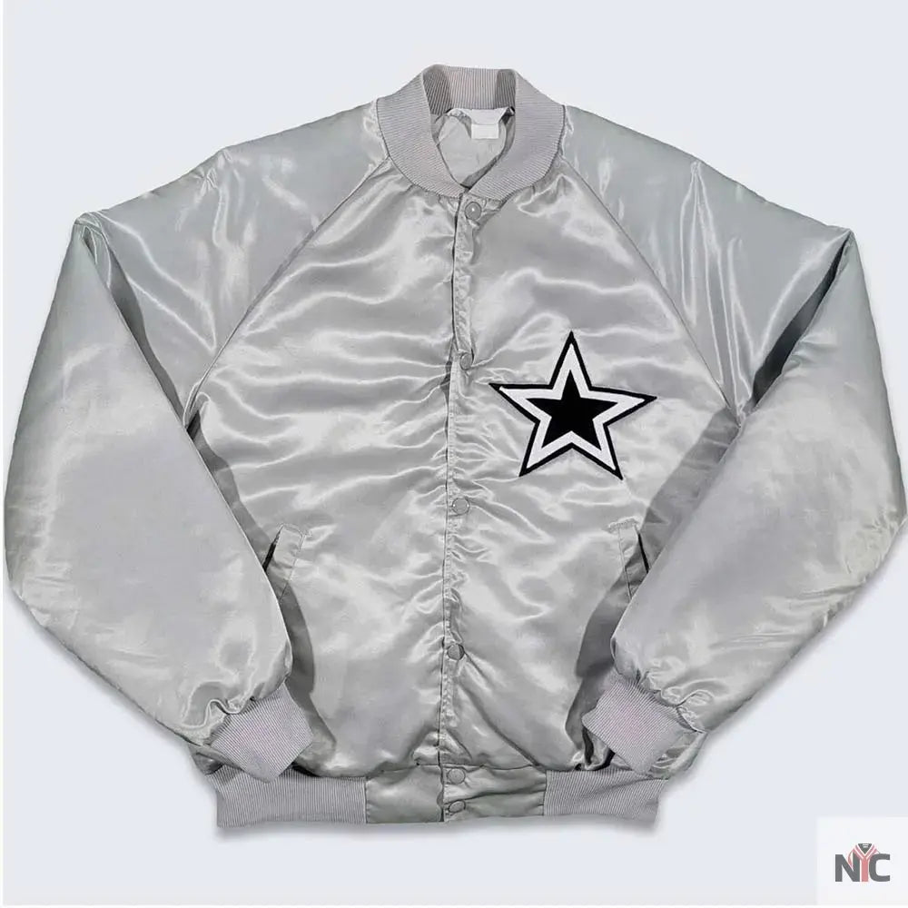 80’s Dallas Cowboys Silver Bomber Jacket Clanton Jacket