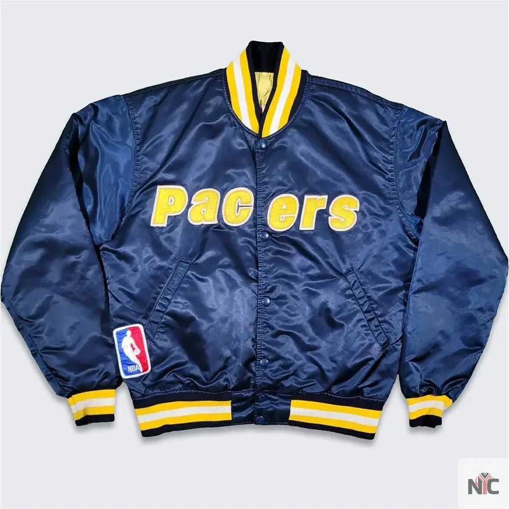 80’s Indiana Pacers Navy Bomber Jacket Clanton Jacket