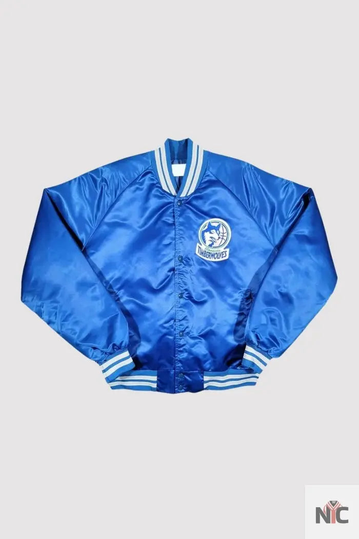 80’s Minnesota Timberwolves Blue Varsity Jacket Clanton Jacket