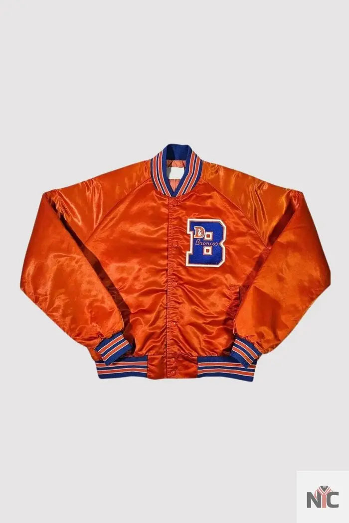 80s Denver Broncos Orange Bomber Jacket Clanton Jacket
