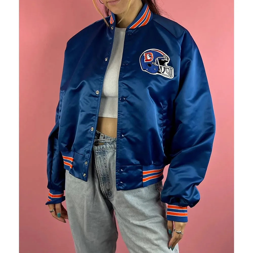 90’s Denver Broncos Blue Satin Jacket - Trendy Layer