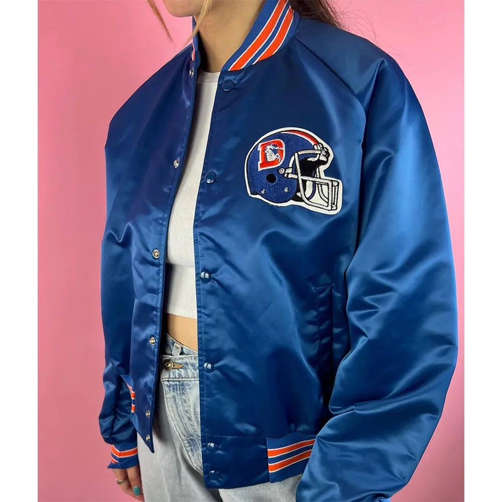90’s Denver Broncos Blue Satin Jacket - Trendy Layer