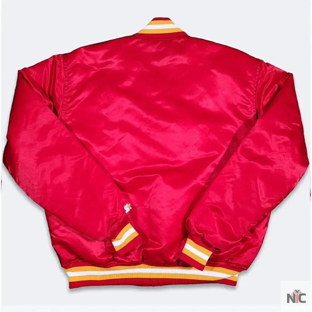90s Houston Rockets Red Satin Jacket. Clanton Jacket