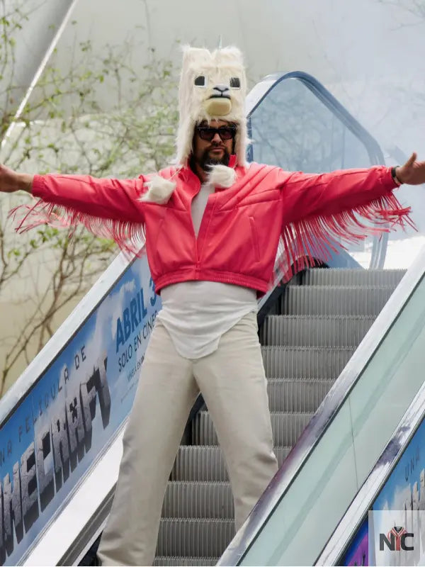 A Minecraft Movie Jason Momoa Pink Bomber Jacket Clanton Jacket