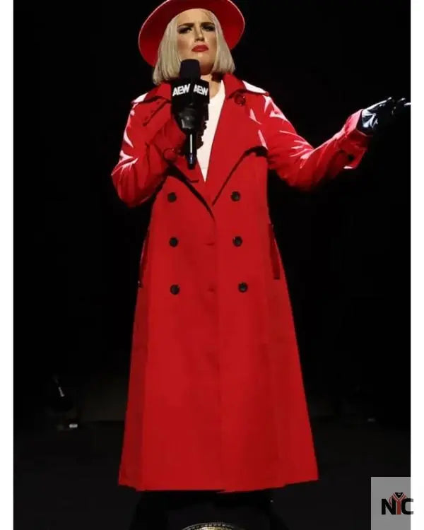 AEW Collision 2025 Toni Storm Red Wool Coat Clanton Jacket