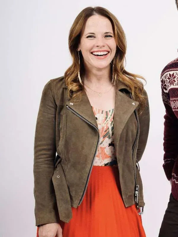 A Cherry Pie Christmas Katie Leclerc Suede Leather Jacket
