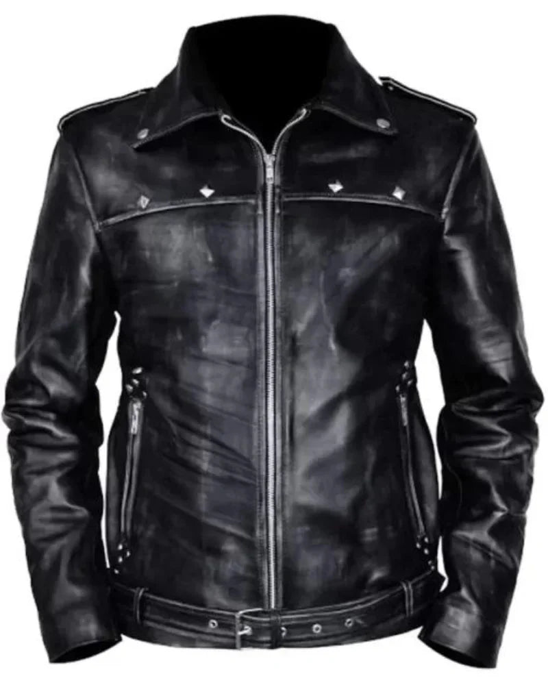 Aaron Paul A Long Way Down Leather Black Jacket Clanton Jacket