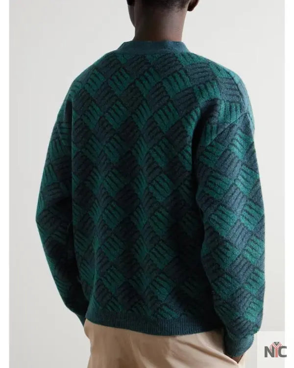 Access Hollywood Nick Offerman Green & Blue Printed Cardigan Clanton Jacket