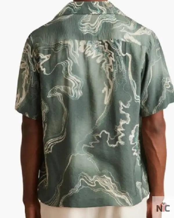 Access Hollywood Scott Evans Green Printed Shirt Clanton Jacket