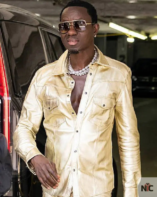 Actor Comedian Michael Blackson Metallic Shirt Clanton Jacket
