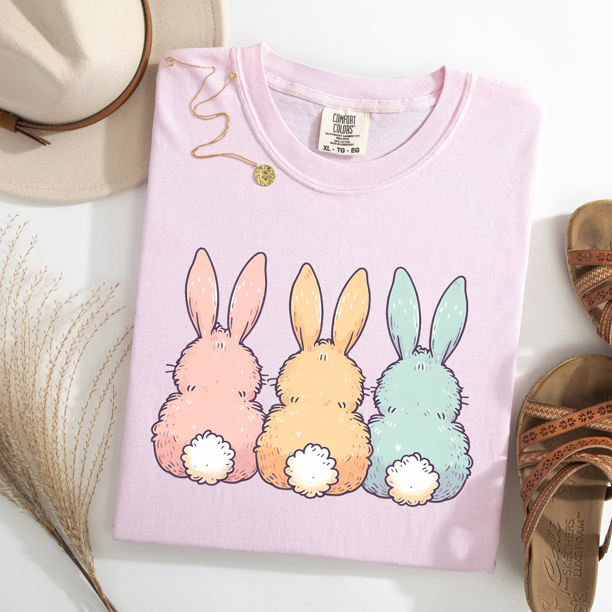Adorable Bunnies In A Row, Easter, Bunny, Jesus, Rabbit, Holiday Tshirt Comfort Colors T-Shirt
