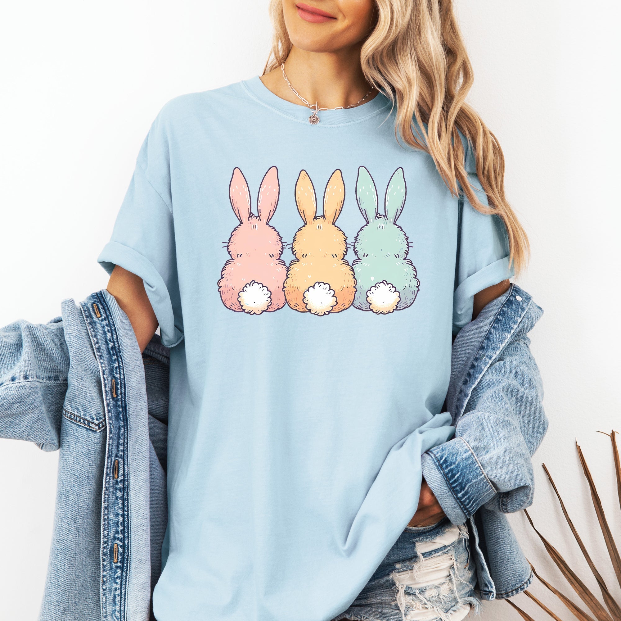 Adorable Bunnies In A Row, Easter, Bunny, Jesus, Rabbit, Holiday Tshirt Comfort Colors T-Shirt