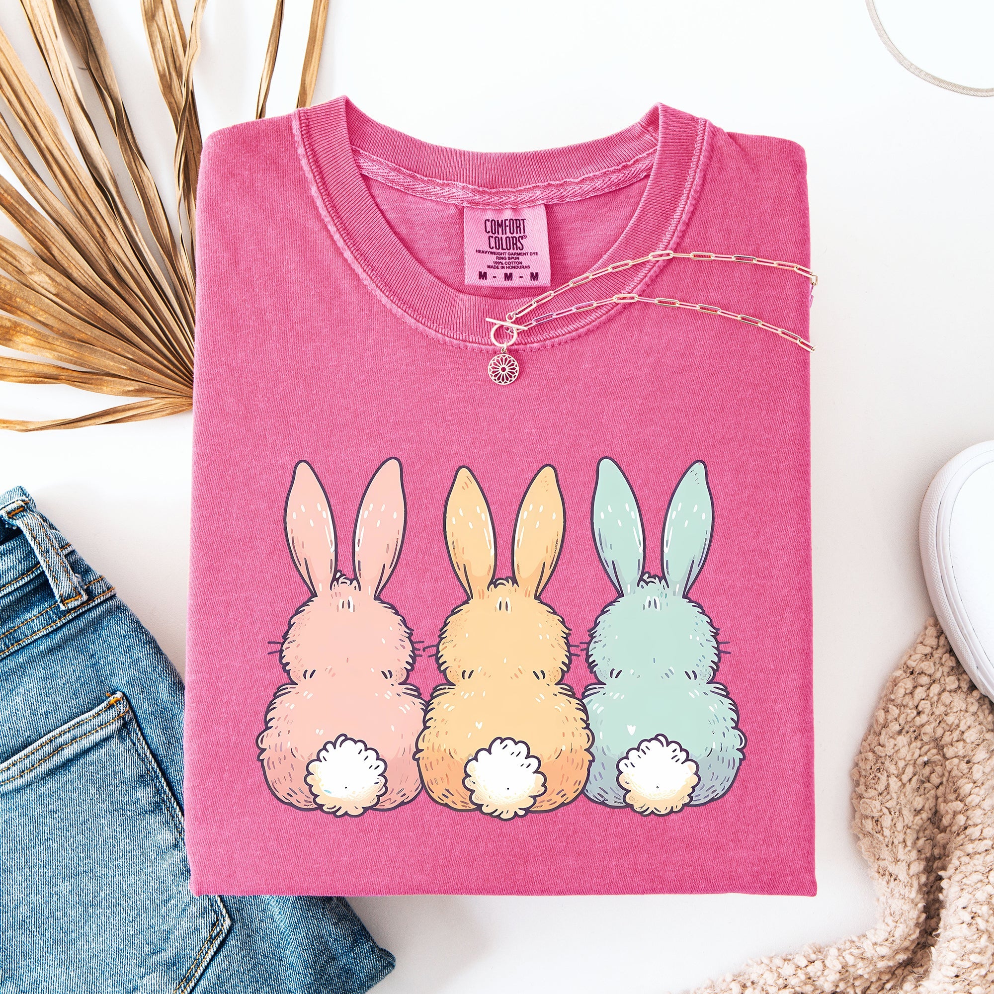 Adorable Bunnies In A Row, Easter, Bunny, Jesus, Rabbit, Holiday Tshirt Comfort Colors T-Shirt