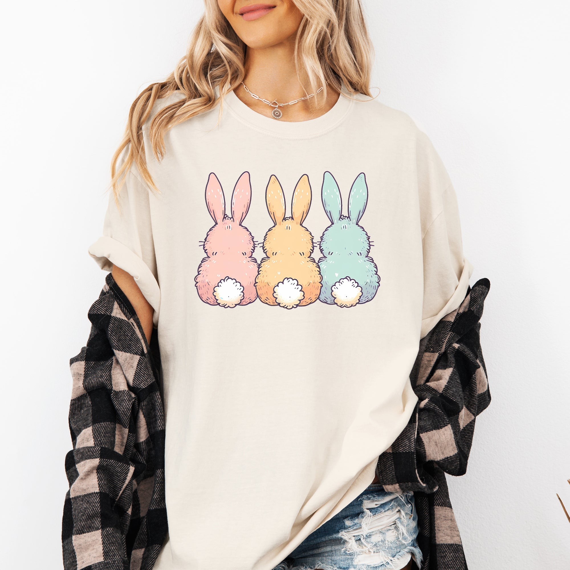 Adorable Bunnies In A Row, Easter, Bunny, Jesus, Rabbit, Holiday Tshirt Comfort Colors T-Shirt