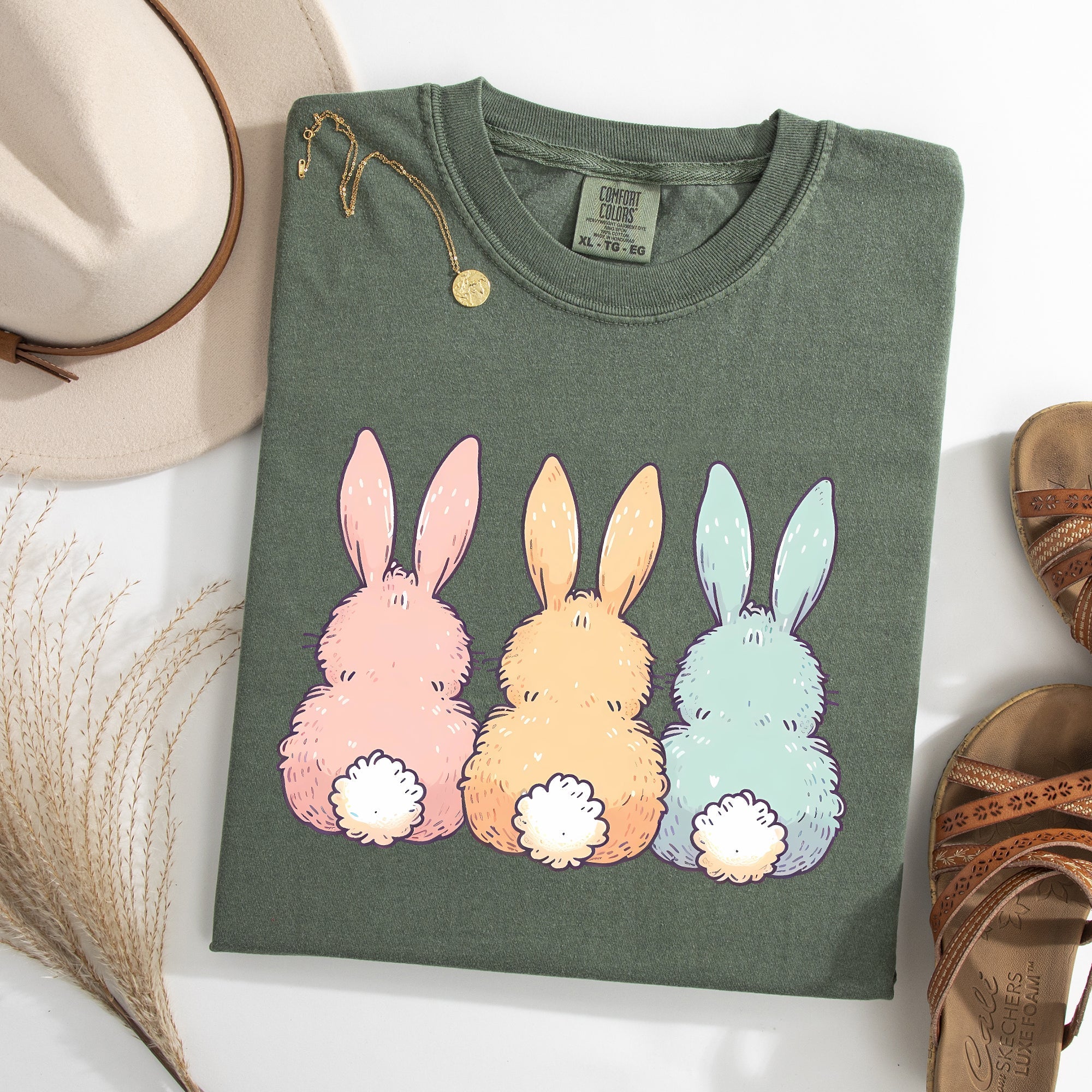 Adorable Bunnies In A Row, Easter, Bunny, Jesus, Rabbit, Holiday Tshirt Comfort Colors T-Shirt