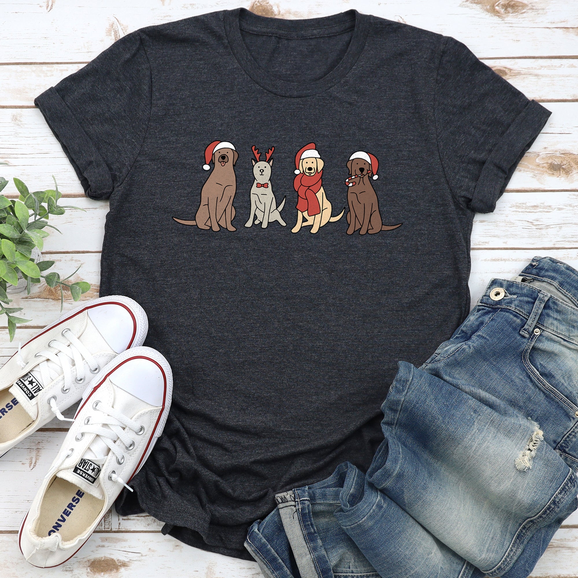 Adorable Christmas Dogs, Reindeer, Santa, Retro Super Soft Tees