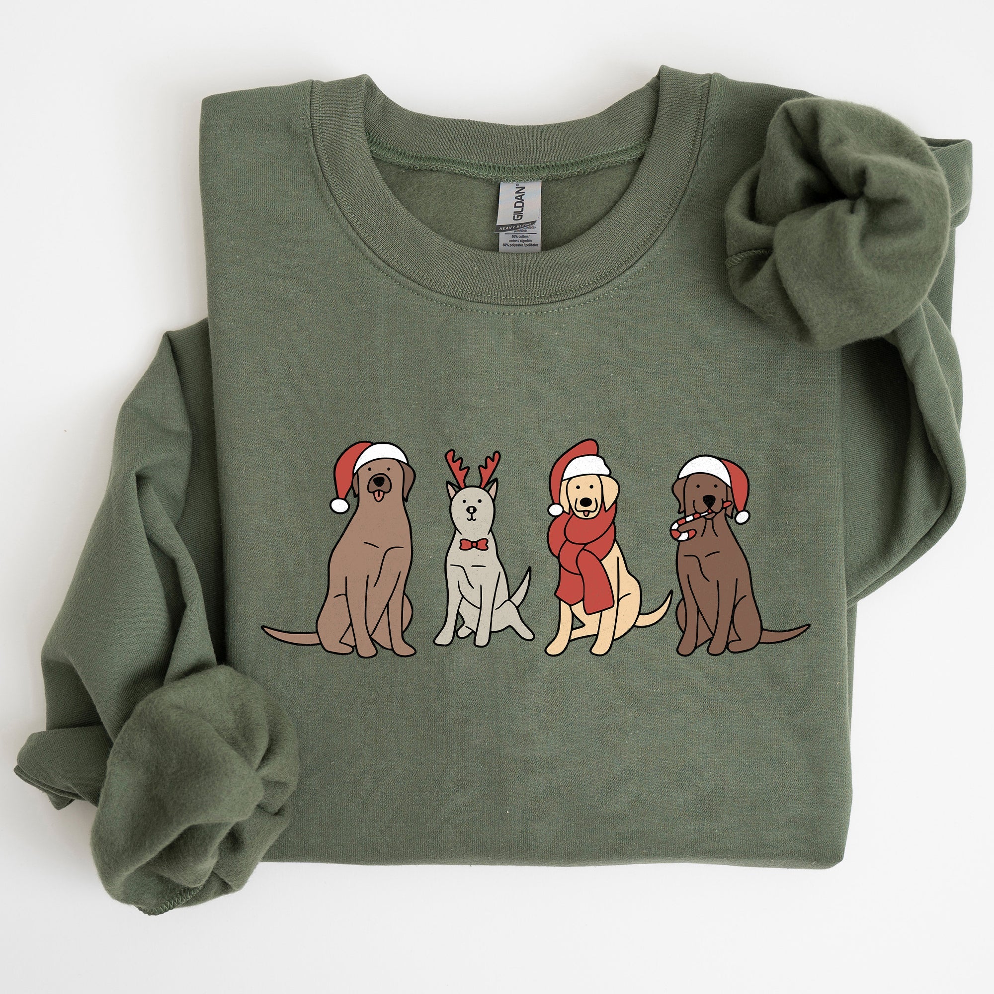 Adorable Christmas Dogs, Reindeer, Santa, Retro, Xmas Sweatshirt