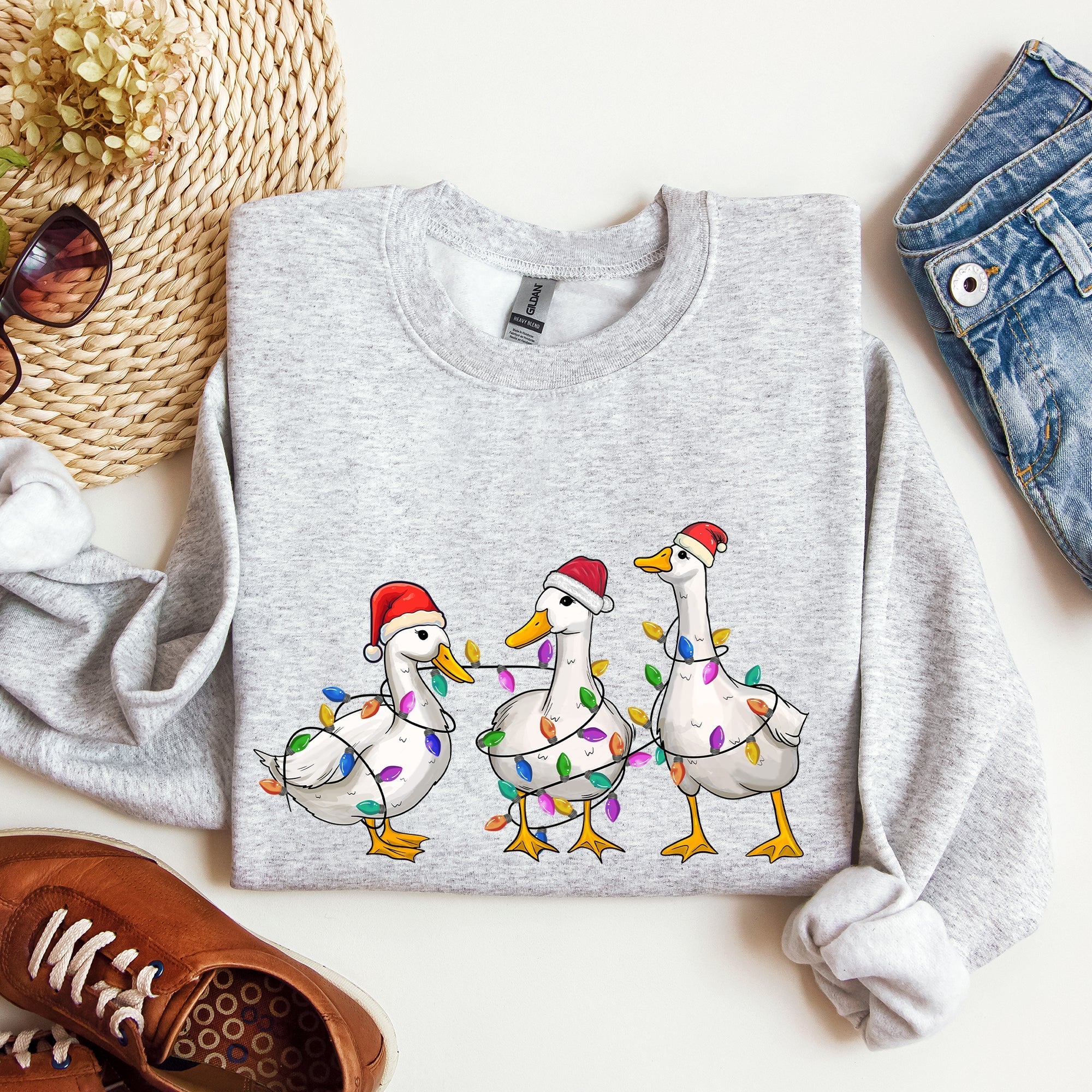 Adorable Christmas Ducks, Santa, Farmlife Sweatshirt