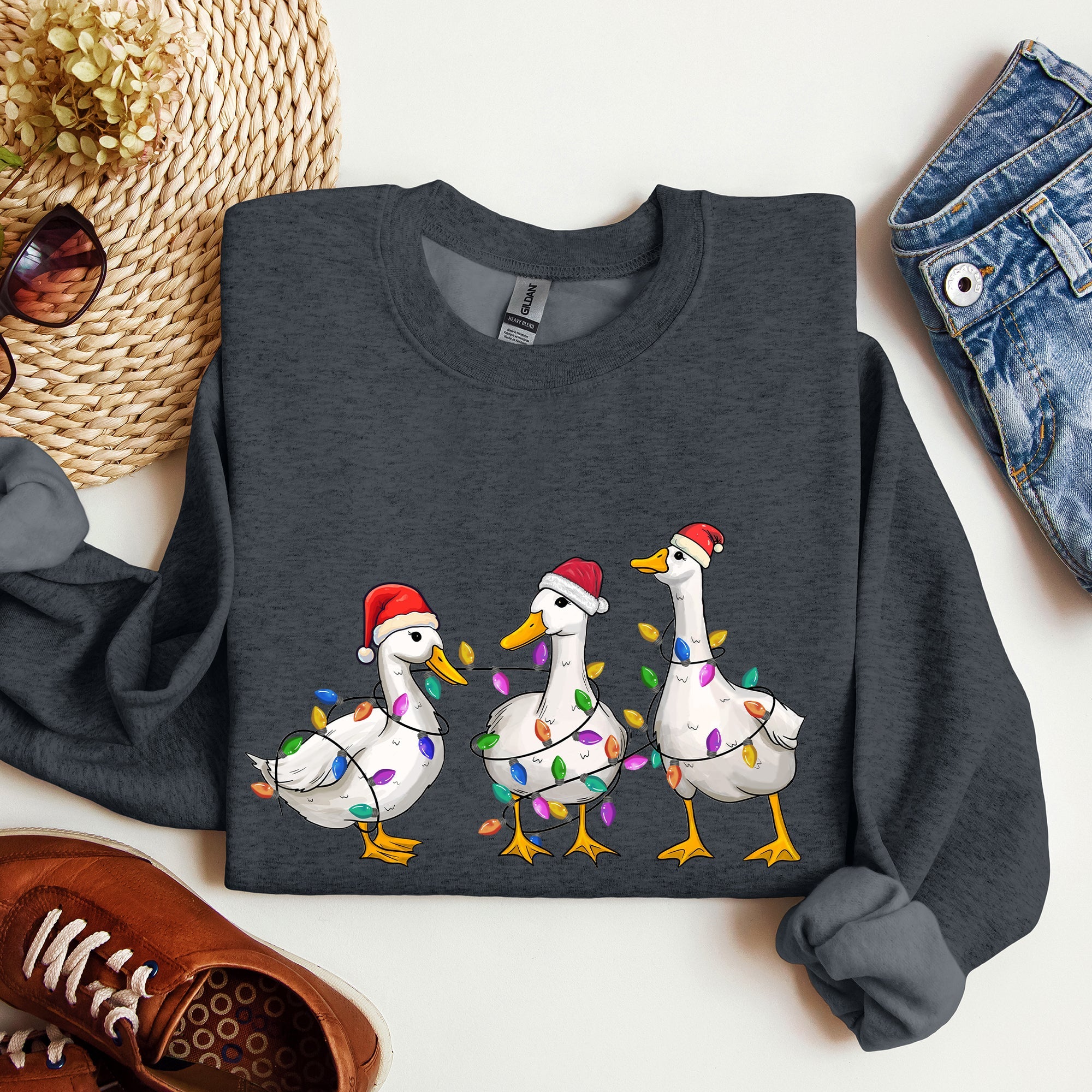 Adorable Christmas Ducks, Santa, Farmlife Sweatshirt