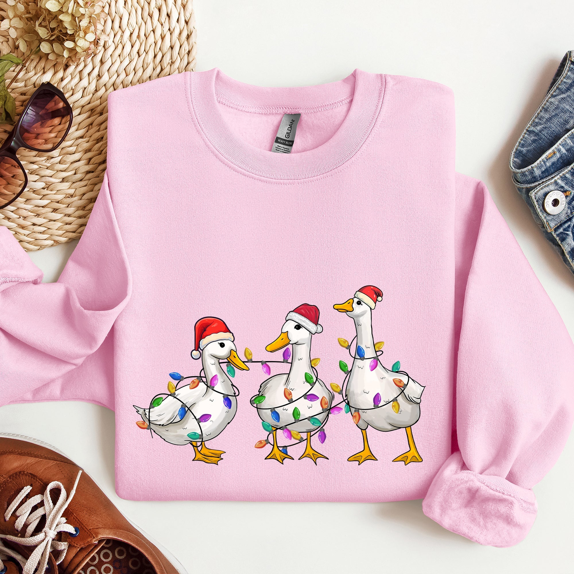 Adorable Christmas Ducks, Santa, Farmlife Sweatshirt