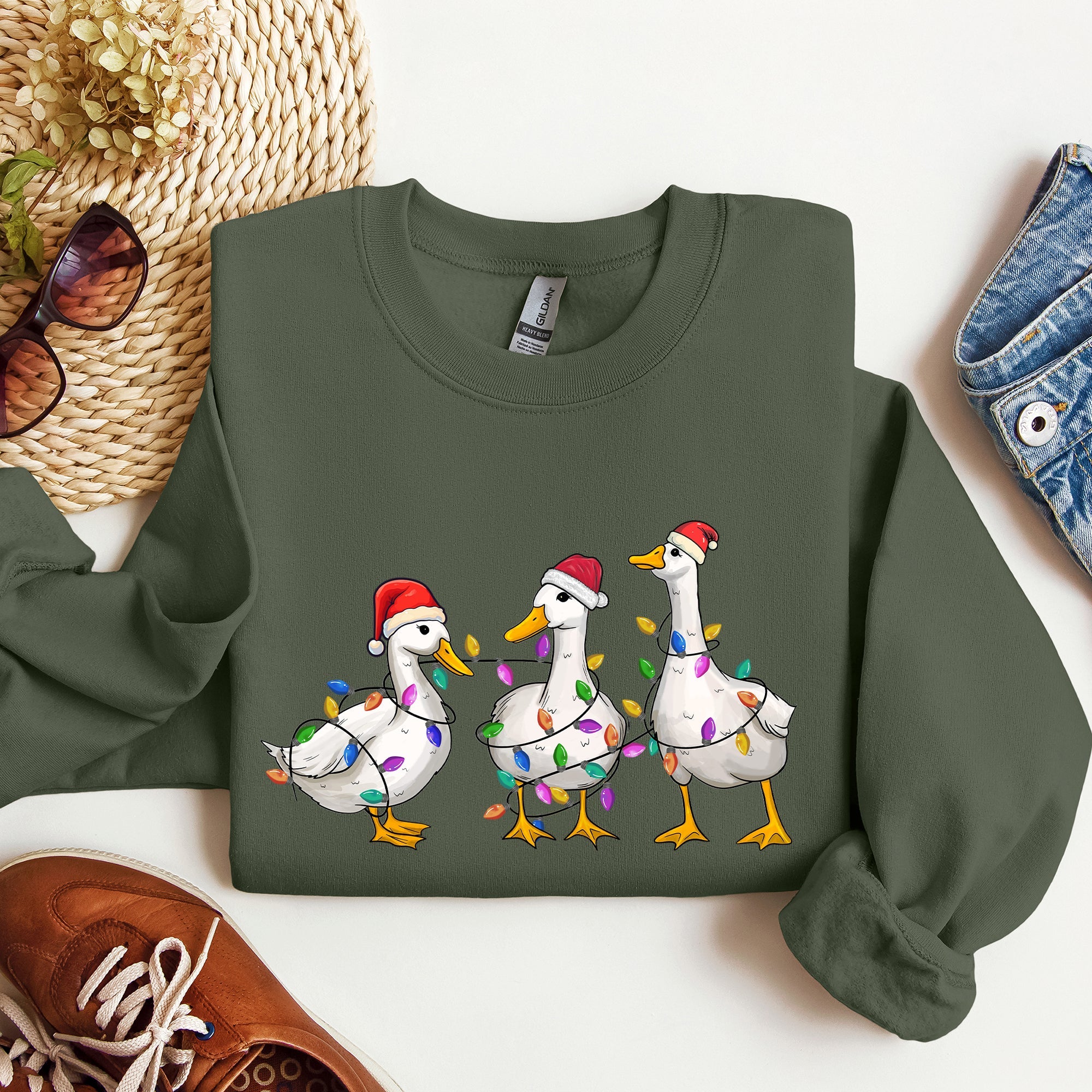 Adorable Christmas Ducks, Santa, Farmlife Sweatshirt