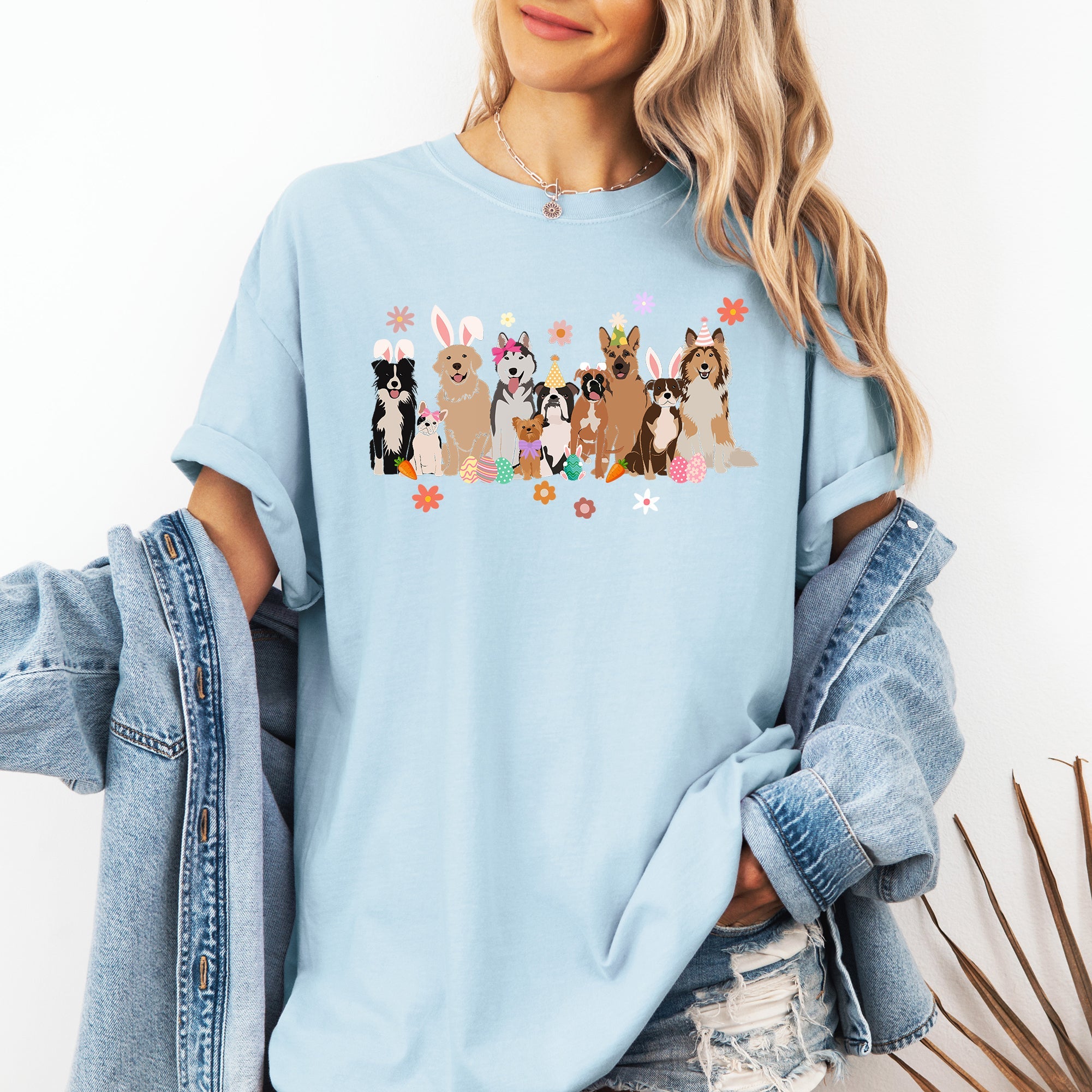 Adorable Dogs, Easter, Bunny, Jesus, Rabbit, Holiday Tshirt Comfort Colors T-Shirt