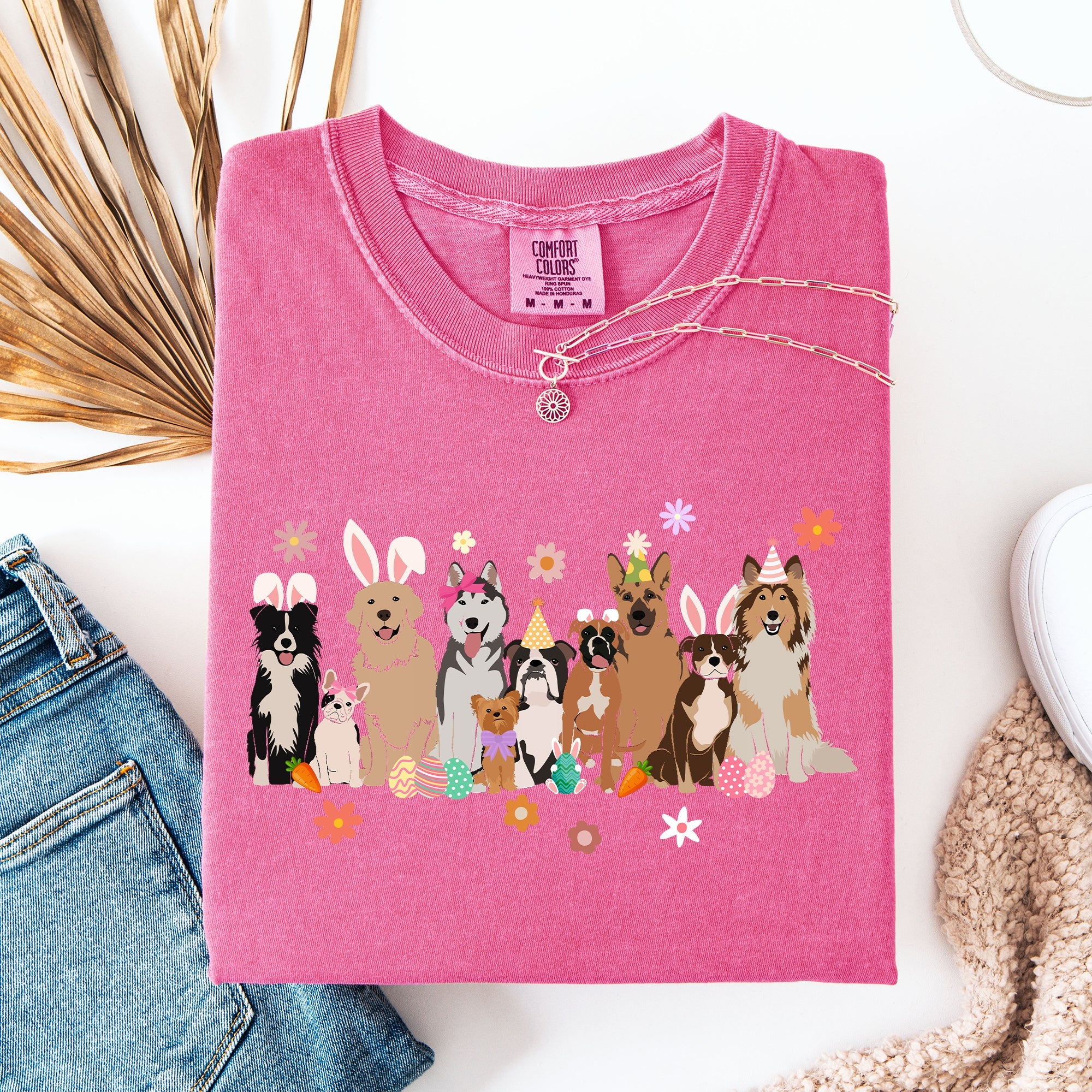 Adorable Dogs, Easter, Bunny, Jesus, Rabbit, Holiday Tshirt Comfort Colors T-Shirt