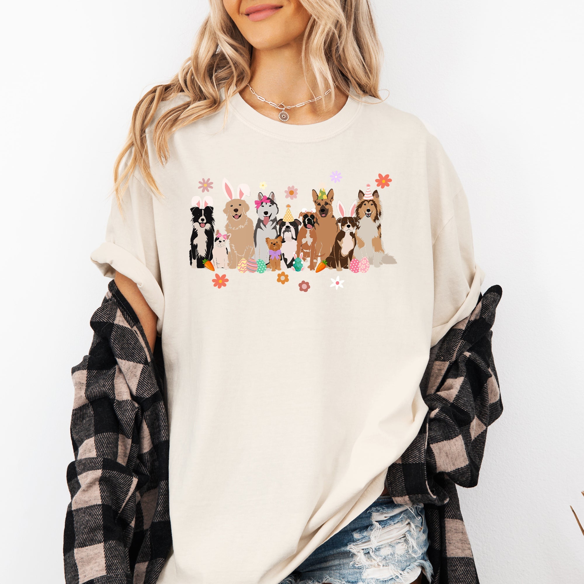 Adorable Dogs, Easter, Bunny, Jesus, Rabbit, Holiday Tshirt Comfort Colors T-Shirt