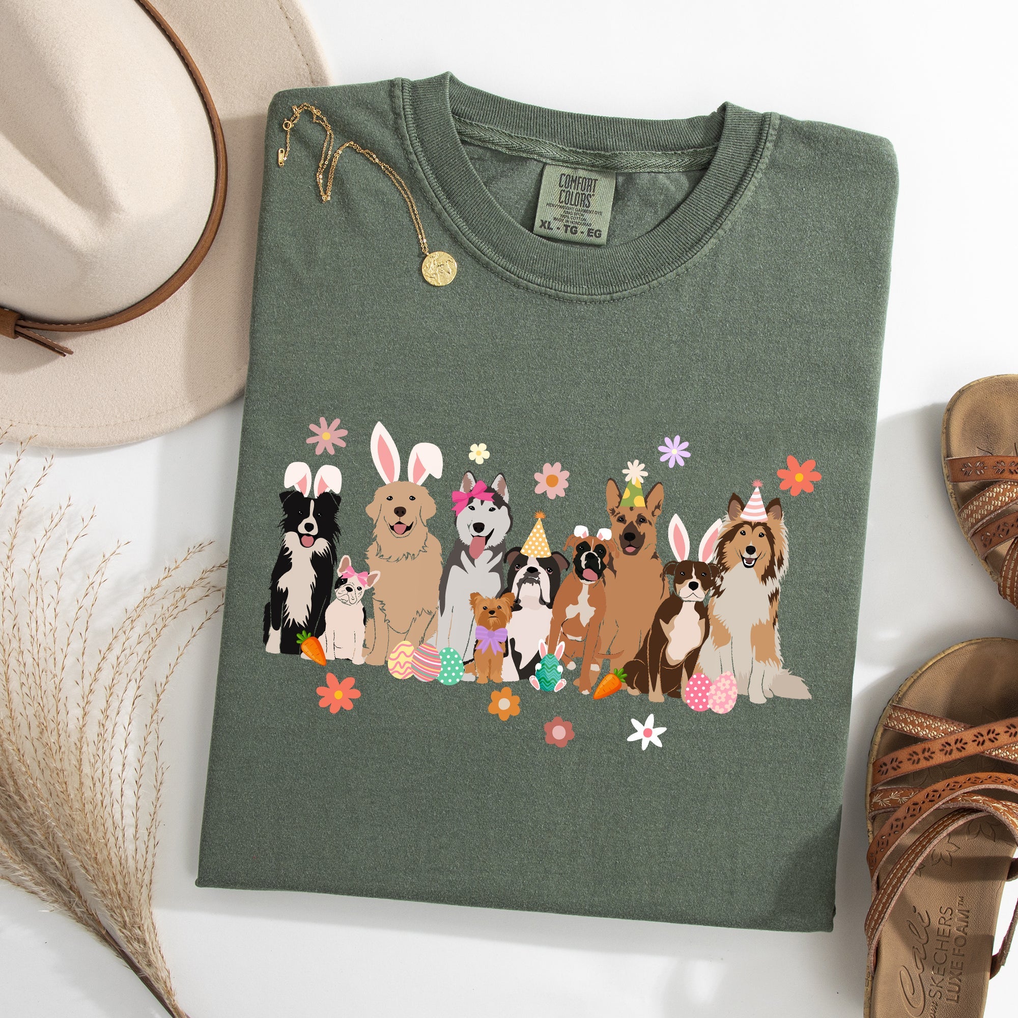 Adorable Dogs, Easter, Bunny, Jesus, Rabbit, Holiday Tshirt Comfort Colors T-Shirt