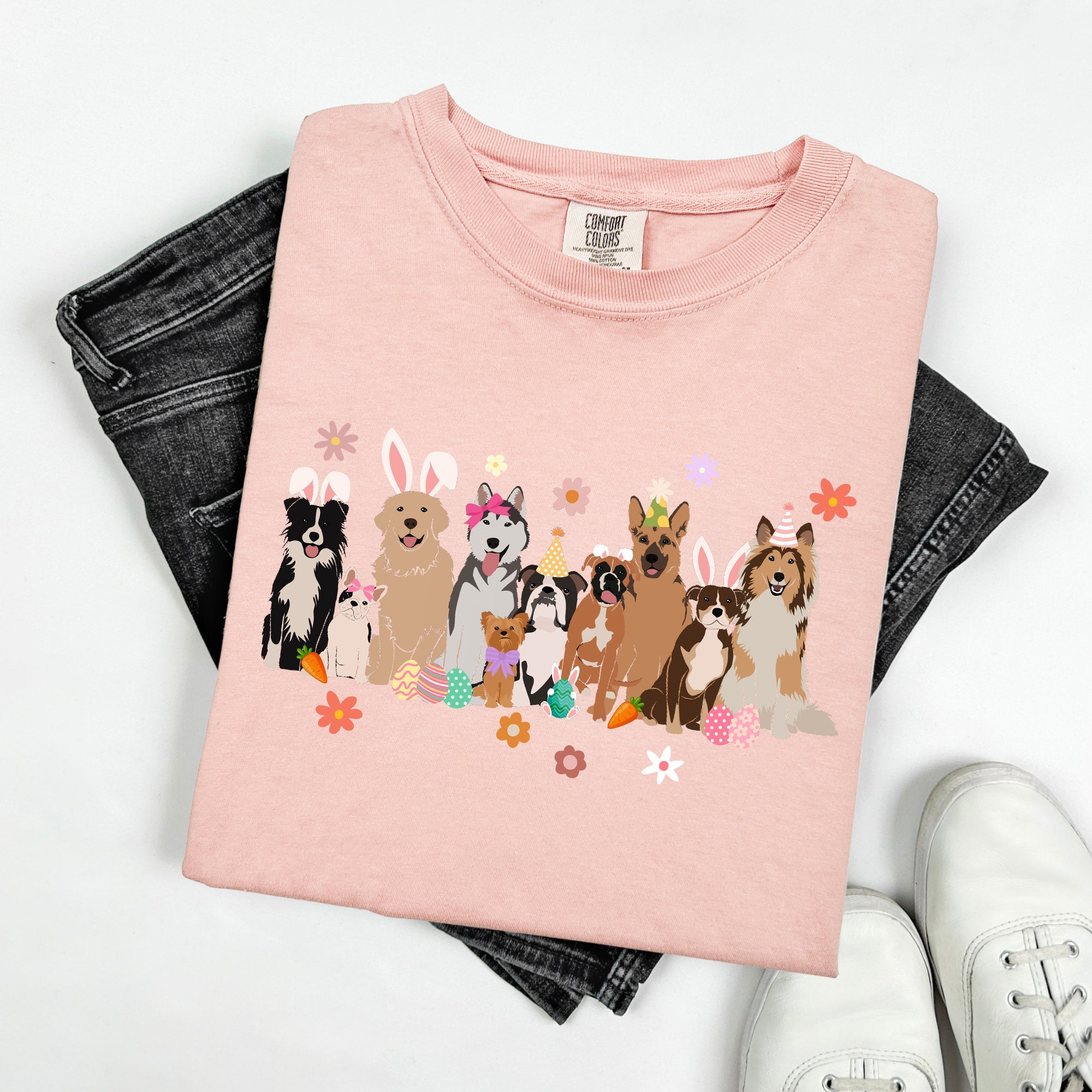 Adorable Dogs, Easter, Bunny, Jesus, Rabbit, Holiday Tshirt Comfort Colors T-Shirt