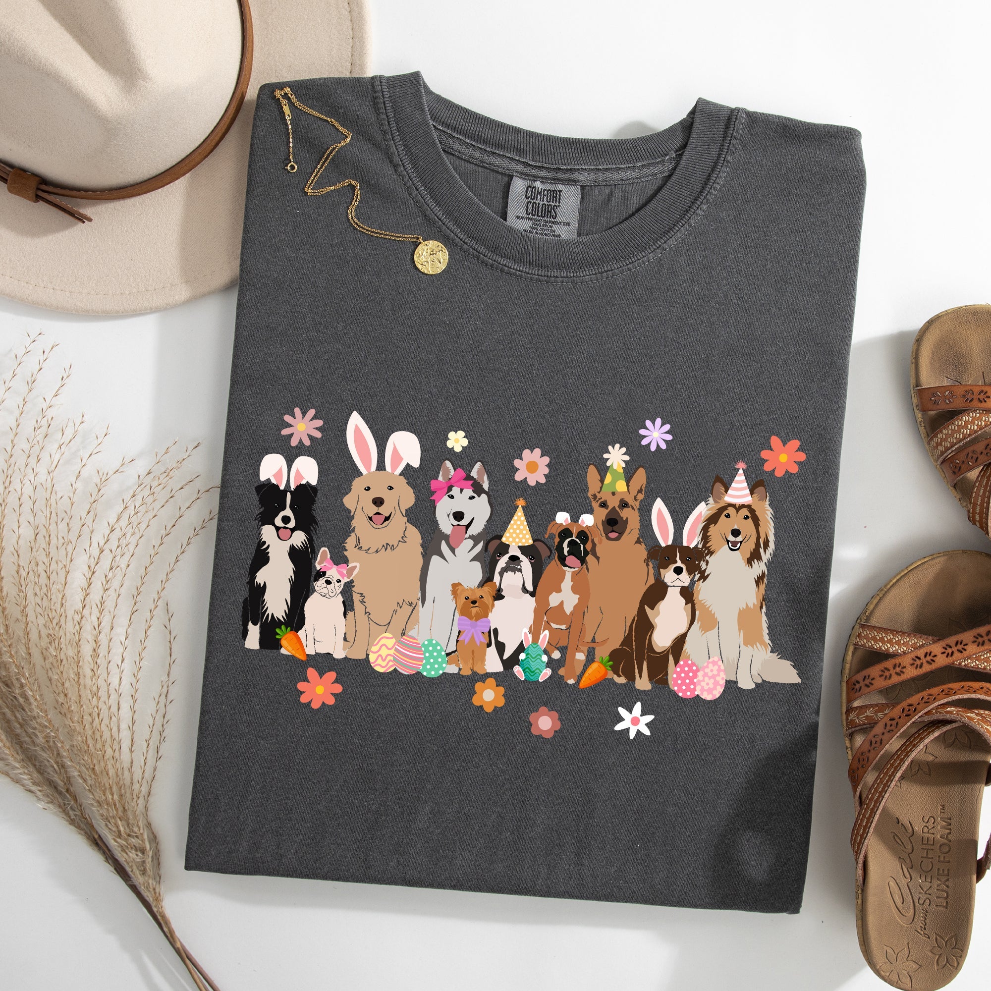 Adorable Dogs, Easter, Bunny, Jesus, Rabbit, Holiday Tshirt Comfort Colors T-Shirt