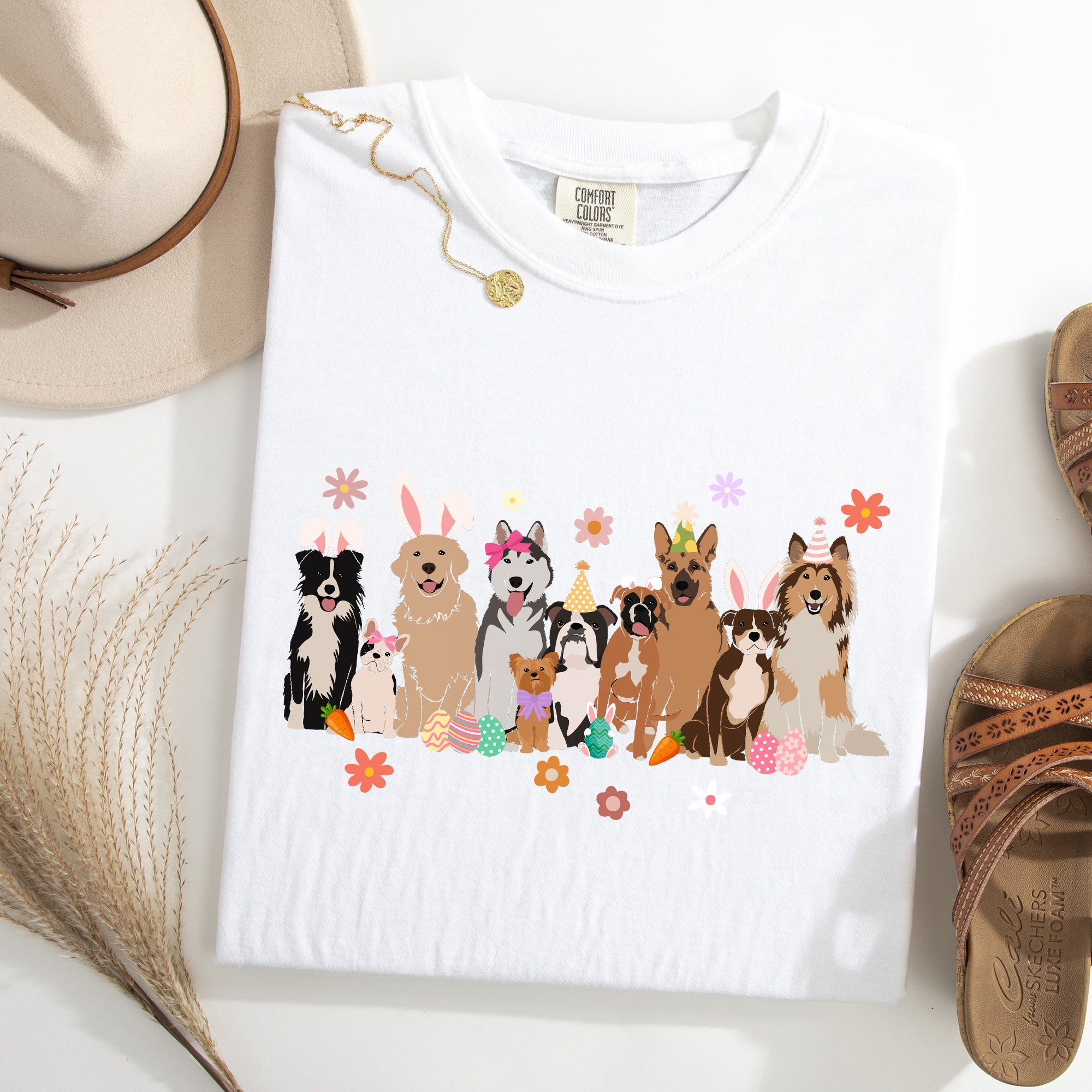 Adorable Dogs, Easter, Bunny, Jesus, Rabbit, Holiday Tshirt Comfort Colors T-Shirt