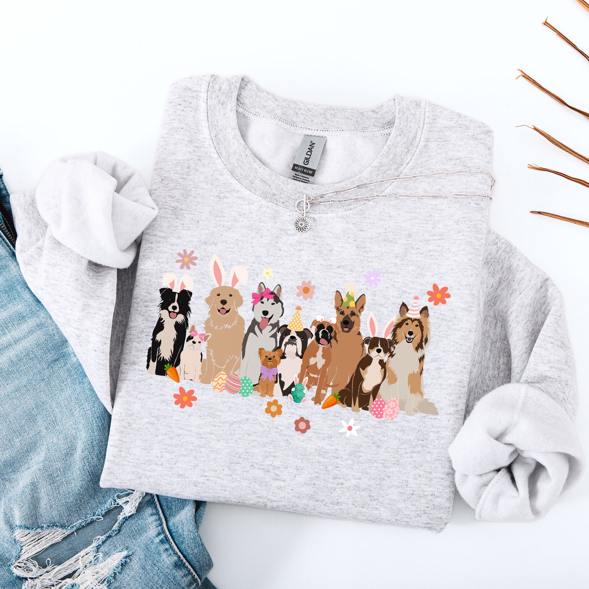 Adorable Dogs, Easter, Bunny, Jesus, Rabbit, Holiday Sweatshirt