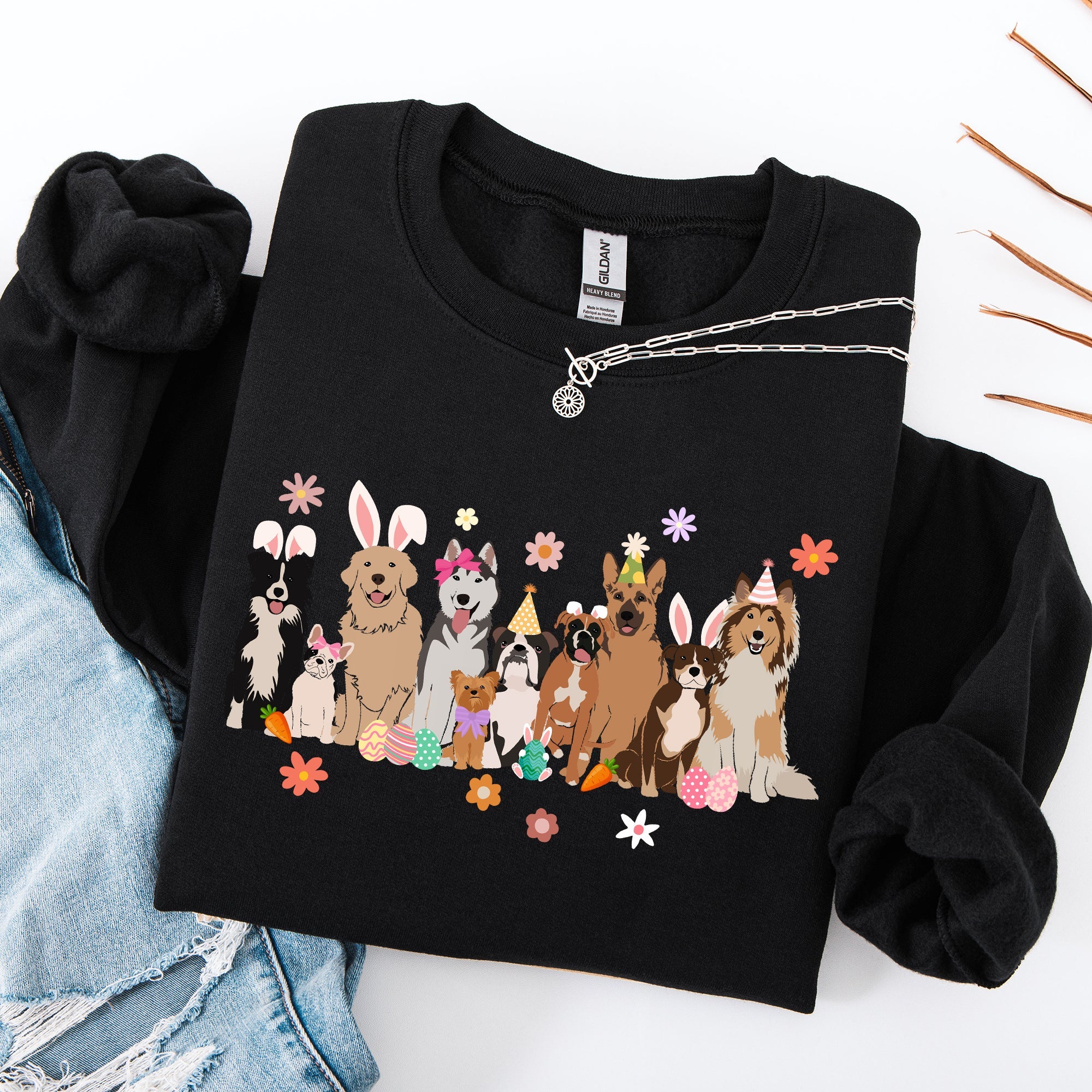 Adorable Dogs, Easter, Bunny, Jesus, Rabbit, Holiday Sweatshirt