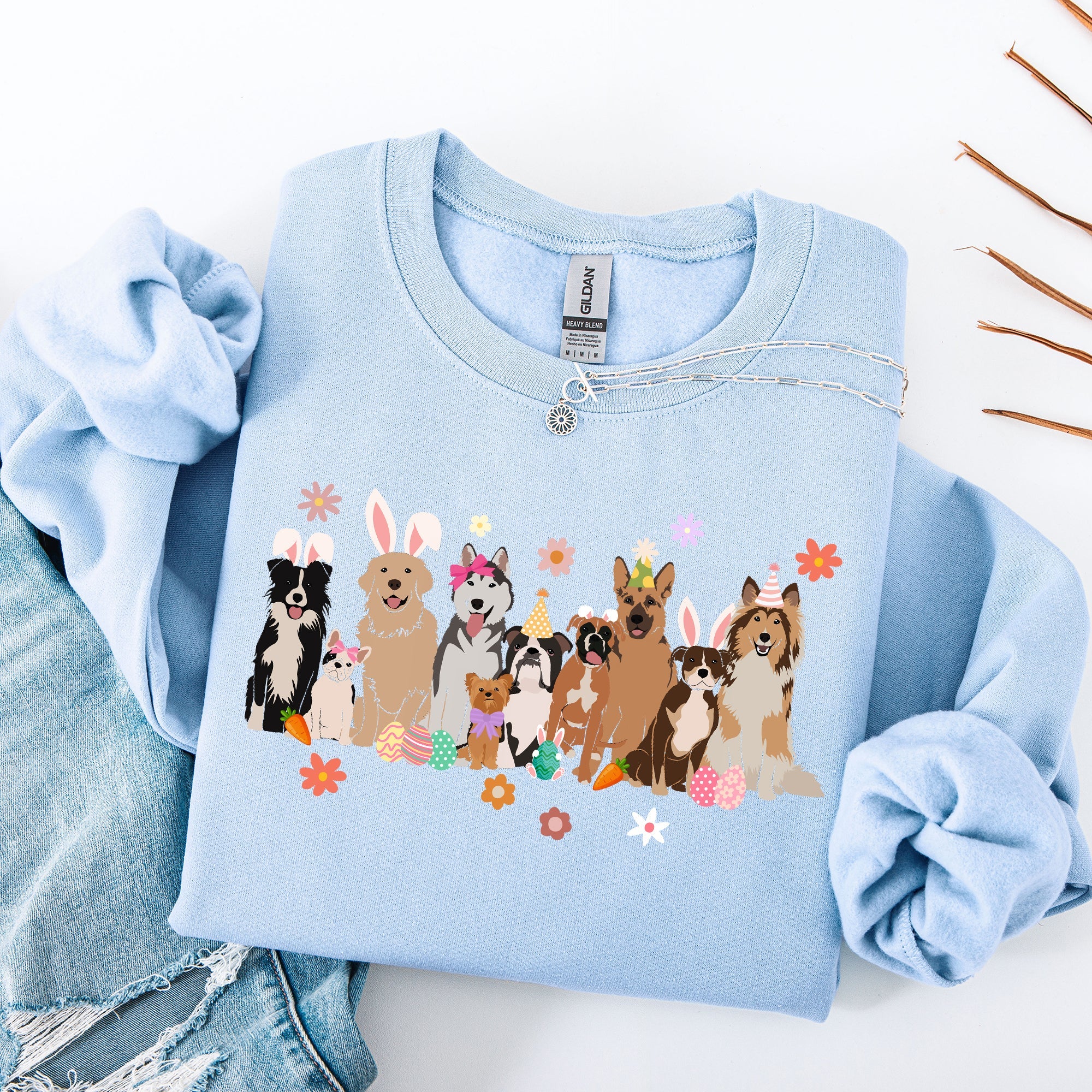 Adorable Dogs, Easter, Bunny, Jesus, Rabbit, Holiday Sweatshirt
