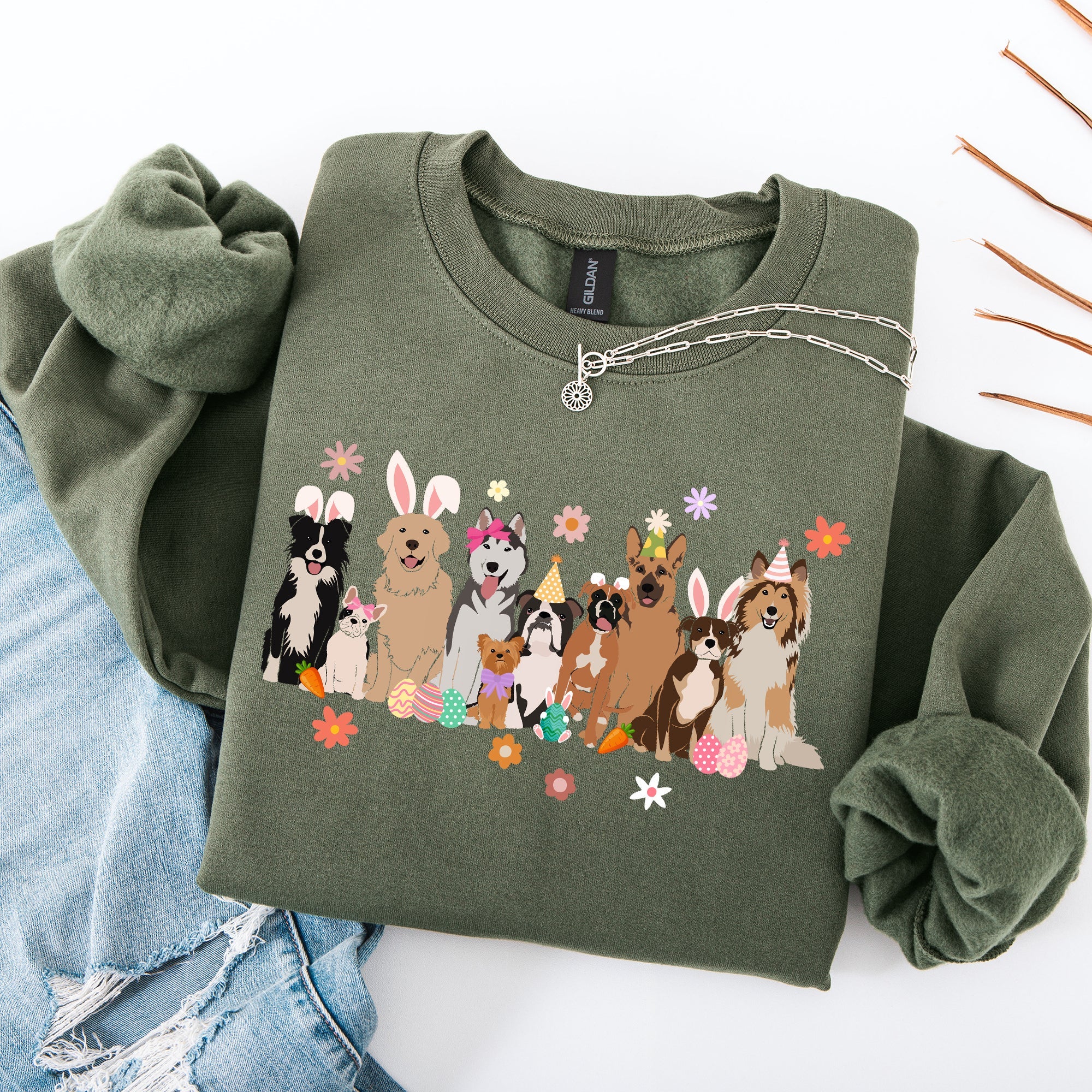 Adorable Dogs, Easter, Bunny, Jesus, Rabbit, Holiday Sweatshirt