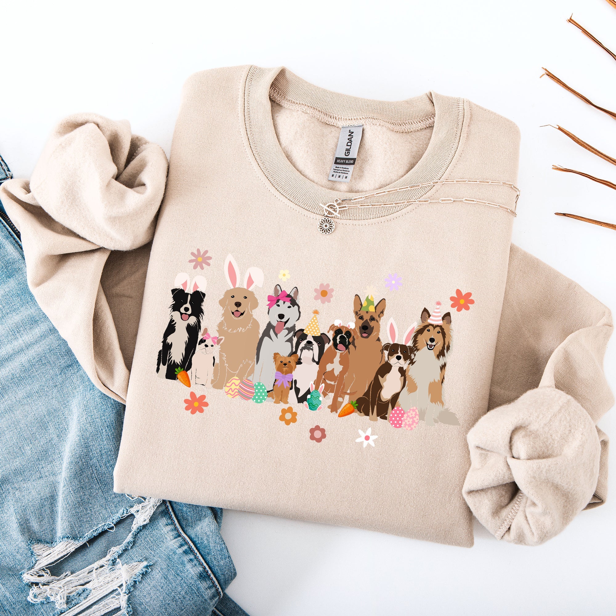 Adorable Dogs, Easter, Bunny, Jesus, Rabbit, Holiday Sweatshirt