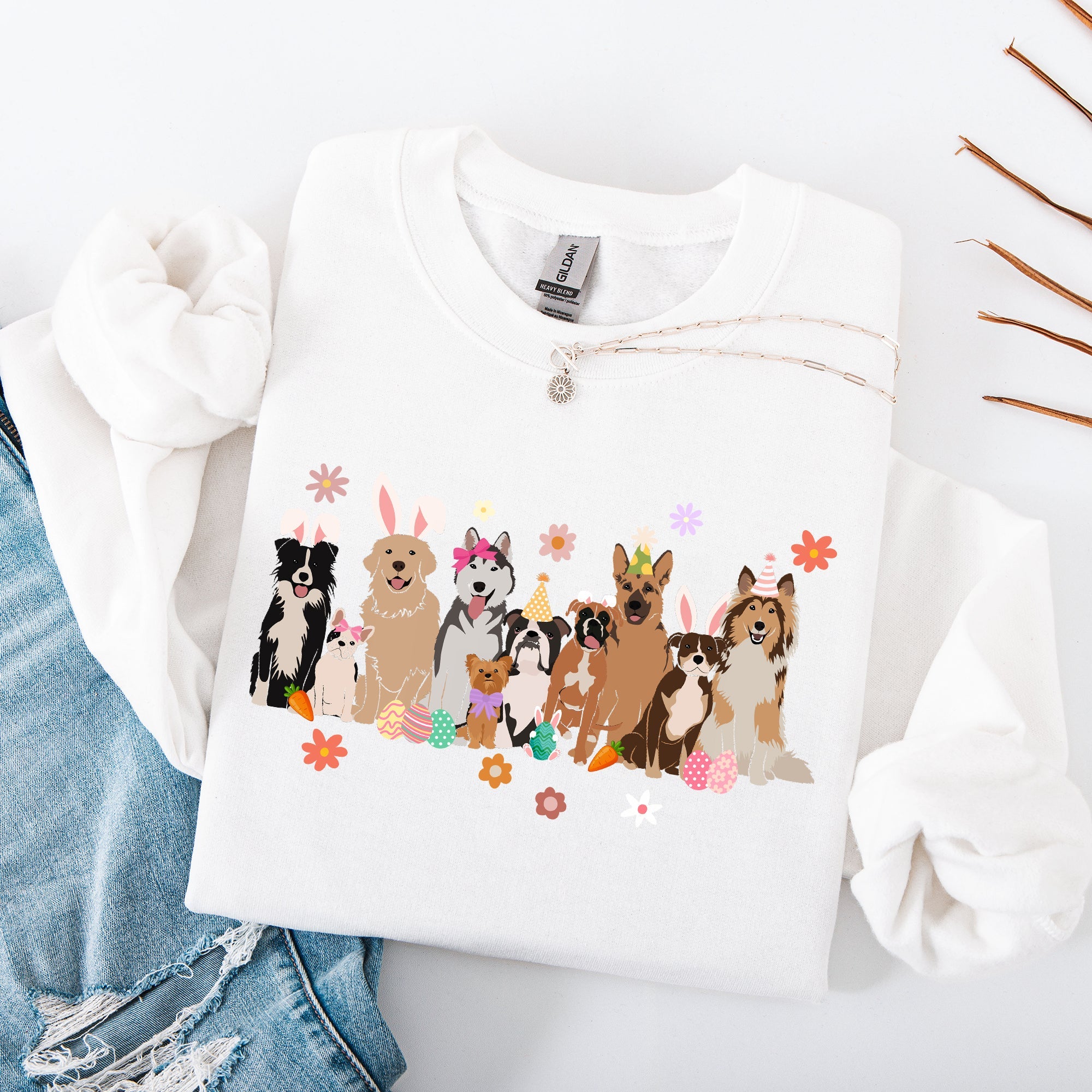 Adorable Dogs, Easter, Bunny, Jesus, Rabbit, Holiday Sweatshirt