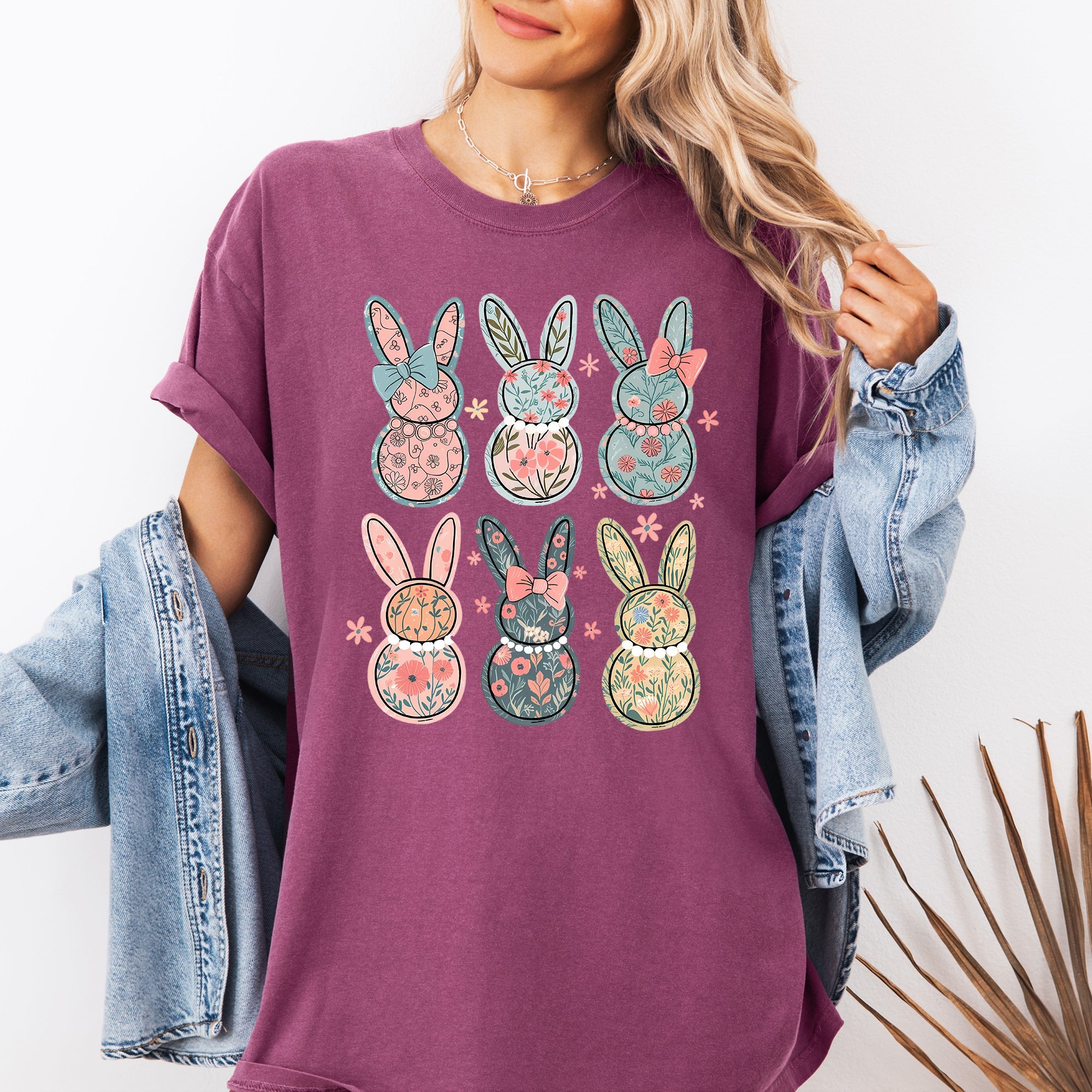 Adorable Floral Bunnies, Easter, Bunny, Jesus, Rabbit, Holiday Tshirt Comfort Colors T-Shirt