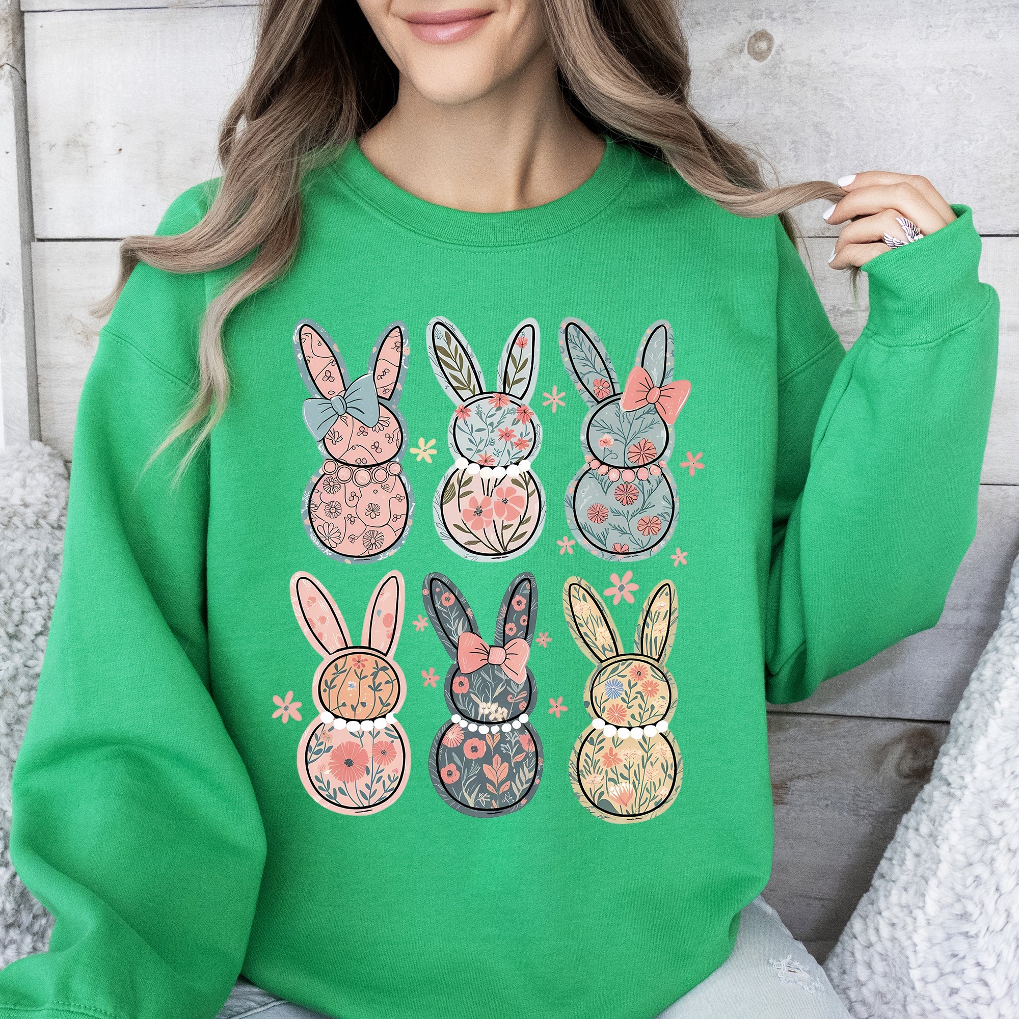 Adorable Floral Bunnies, Easter, Bunny, Jesus, Rabbit, Holiday Sweatshirt