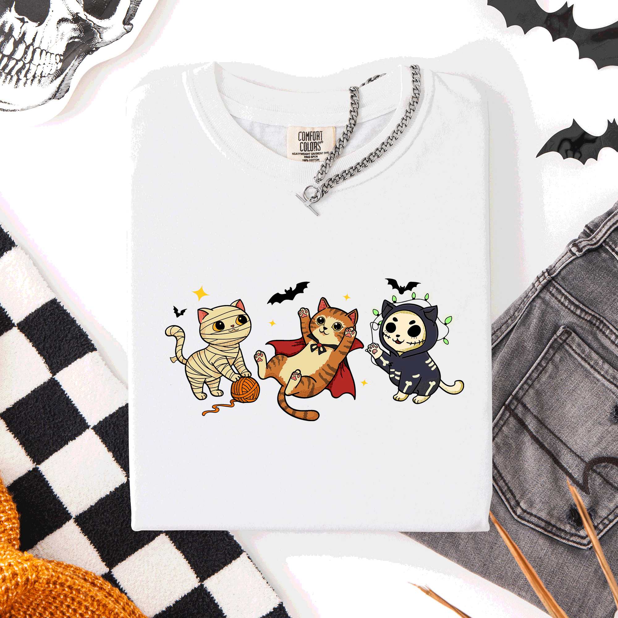 Adorable Halloween Cats, Cute, Fall, Autumn, Costume, Comfort Colors T-Shirt