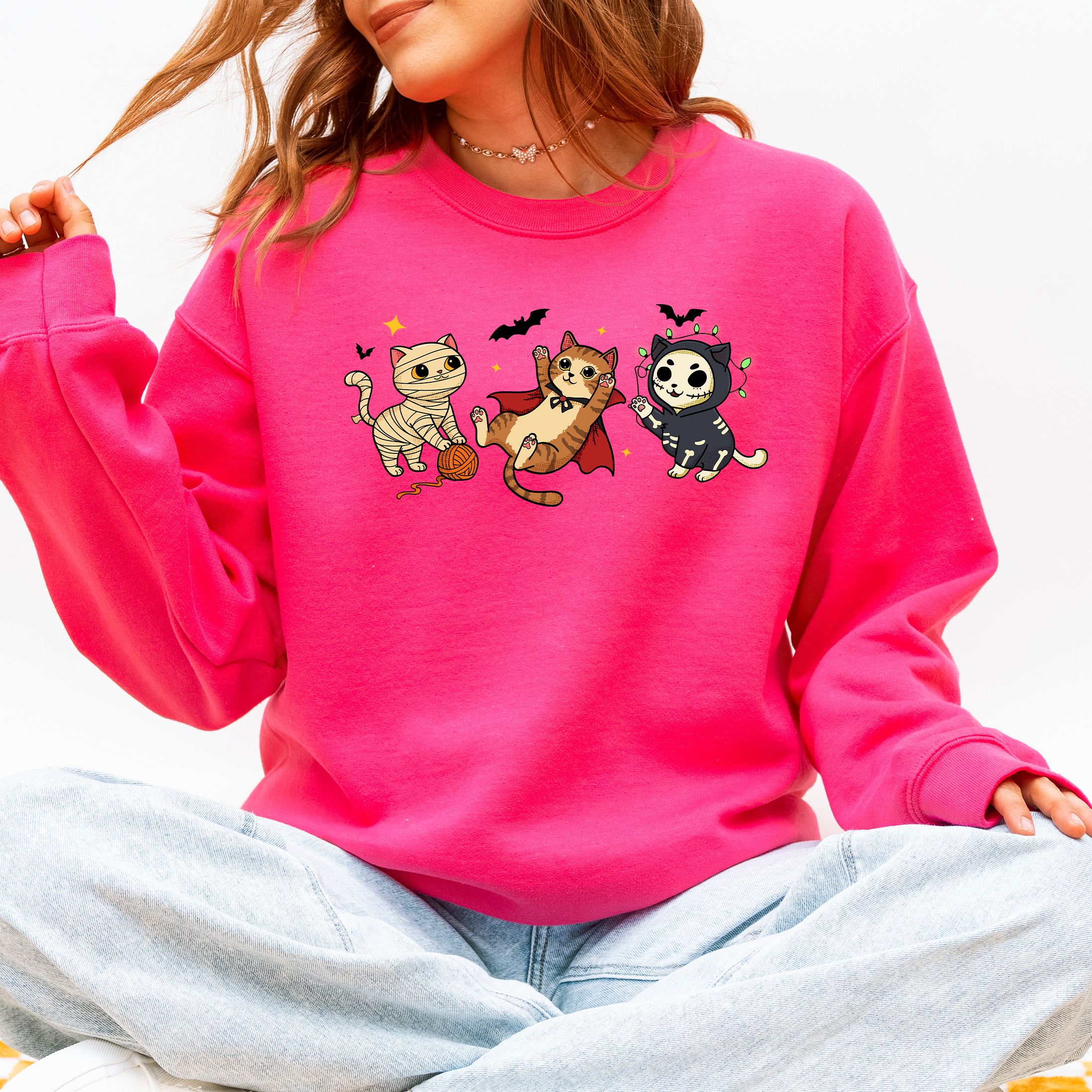 Adorable Halloween Cats, Cute, Fall, Autumn, Costume Sweatshirt