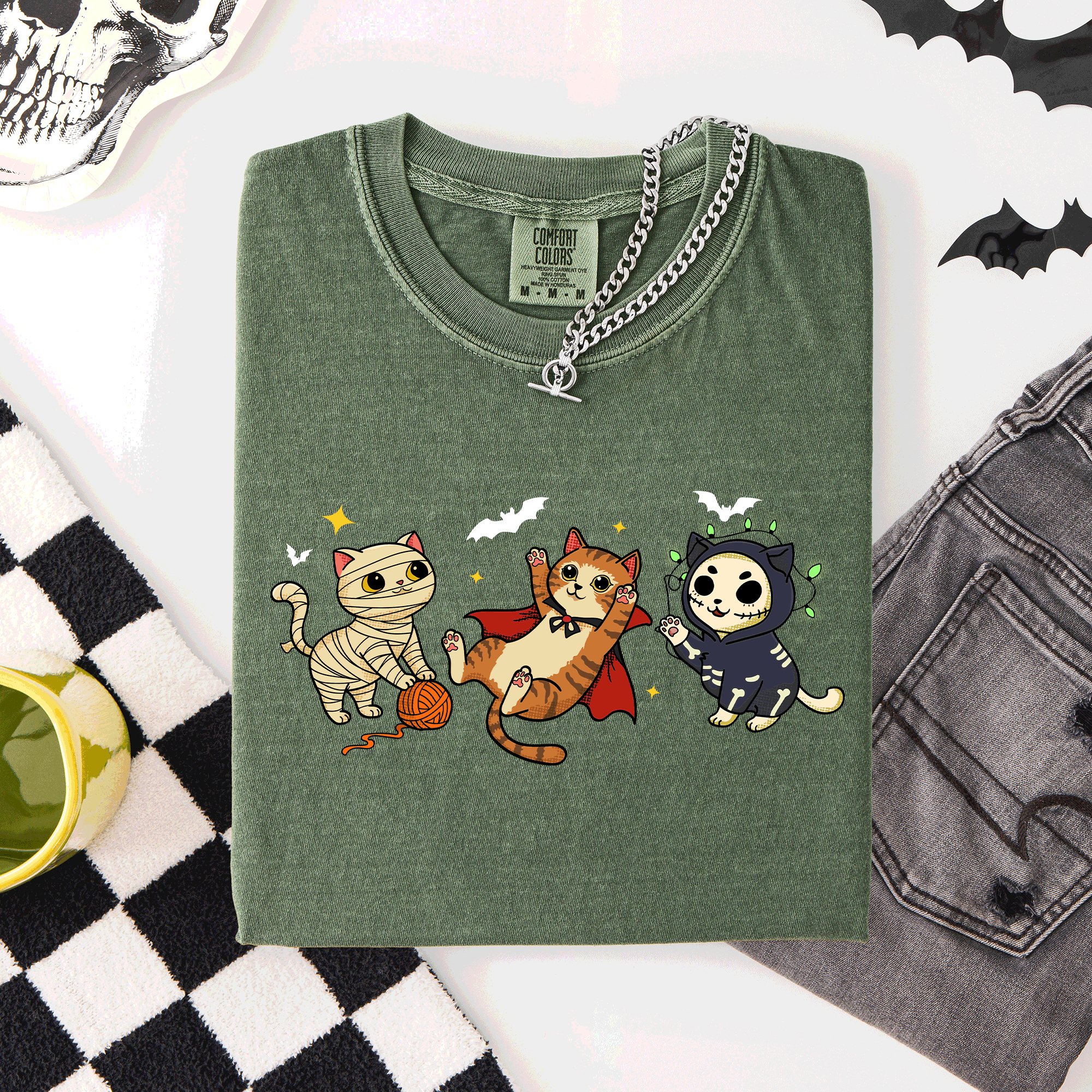 Adorable Halloween Cats, Cute, Fall, Autumn, Costume, Comfort Colors T-Shirt
