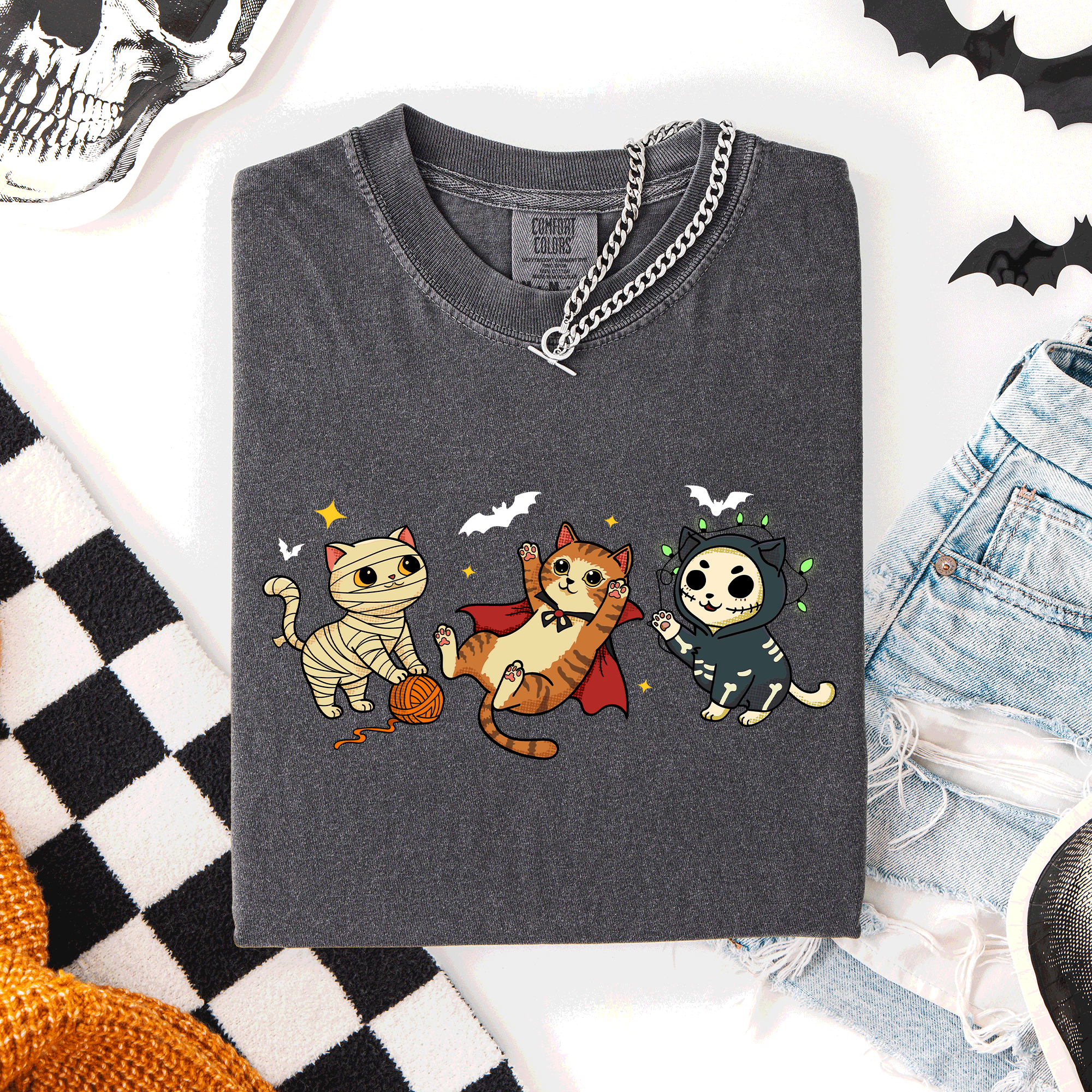 Adorable Halloween Cats, Cute, Fall, Autumn, Costume, Comfort Colors T-Shirt