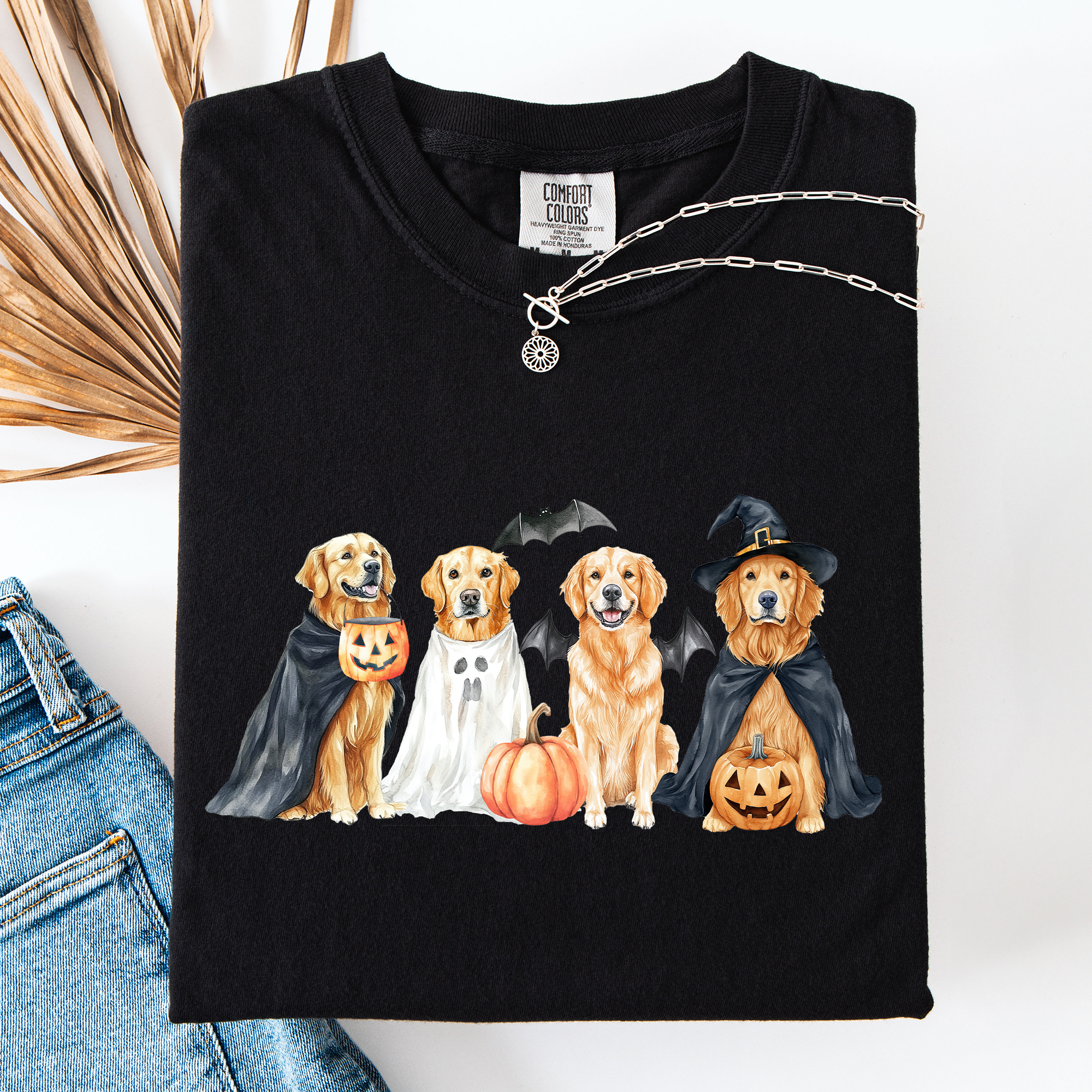 Adorable Halloween Dogs, Bats, Pumpkins, Spooky, Witch, Comfort Colors T-Shirt